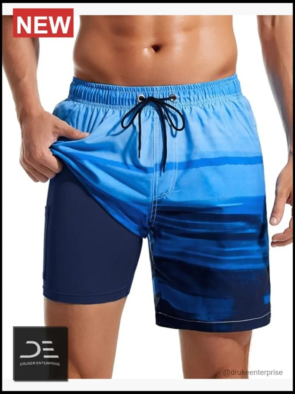 Quick Dry Swim Trunks with Compression Liner 2 in 1 Shorts
